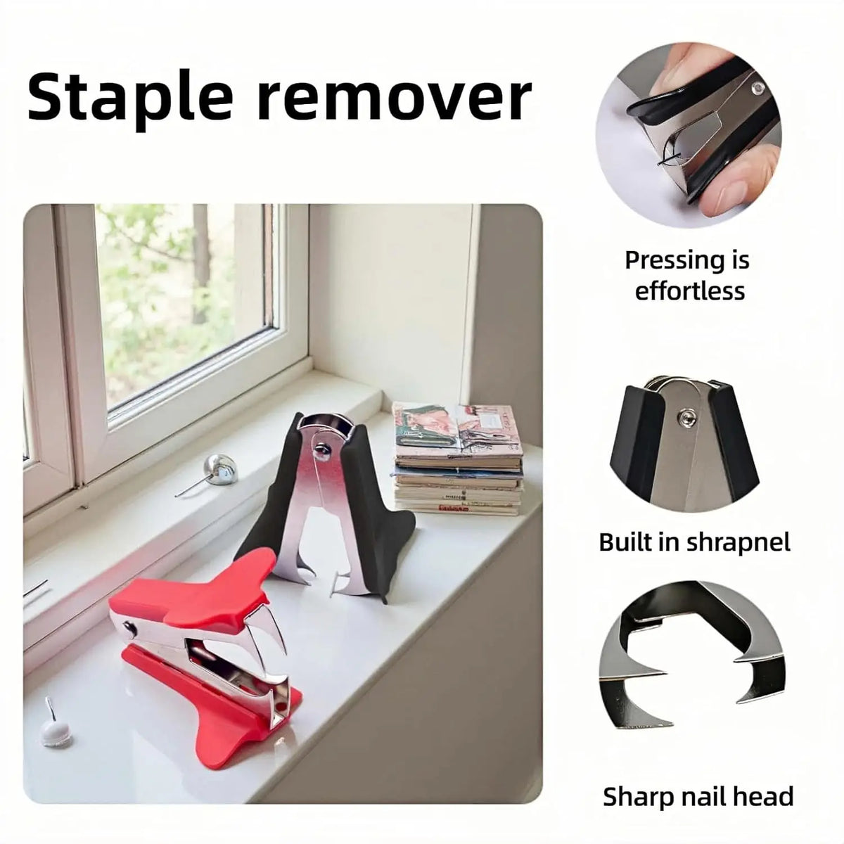Compact Heavy-Duty Iron Stapler & Staple Remover Canada Ergonomic Black Handle Office Stapling Tool for Home & Professional Use