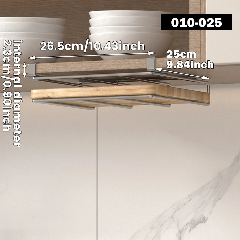 Under-Cabinet Cutting Board Organizer USA Stainless Steel Hanging Chopping Board & Pot Lid Storage Rack Kitchenware Holder