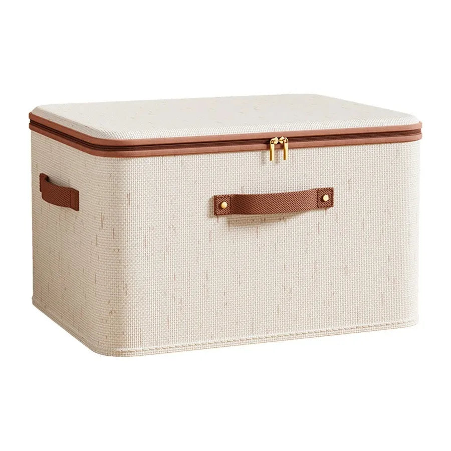 Non-Woven Linen-cotton Zipper Storage Boxes Fabric Clothing Storage Bags For Bedroom Closet Organization Include Good Helpers