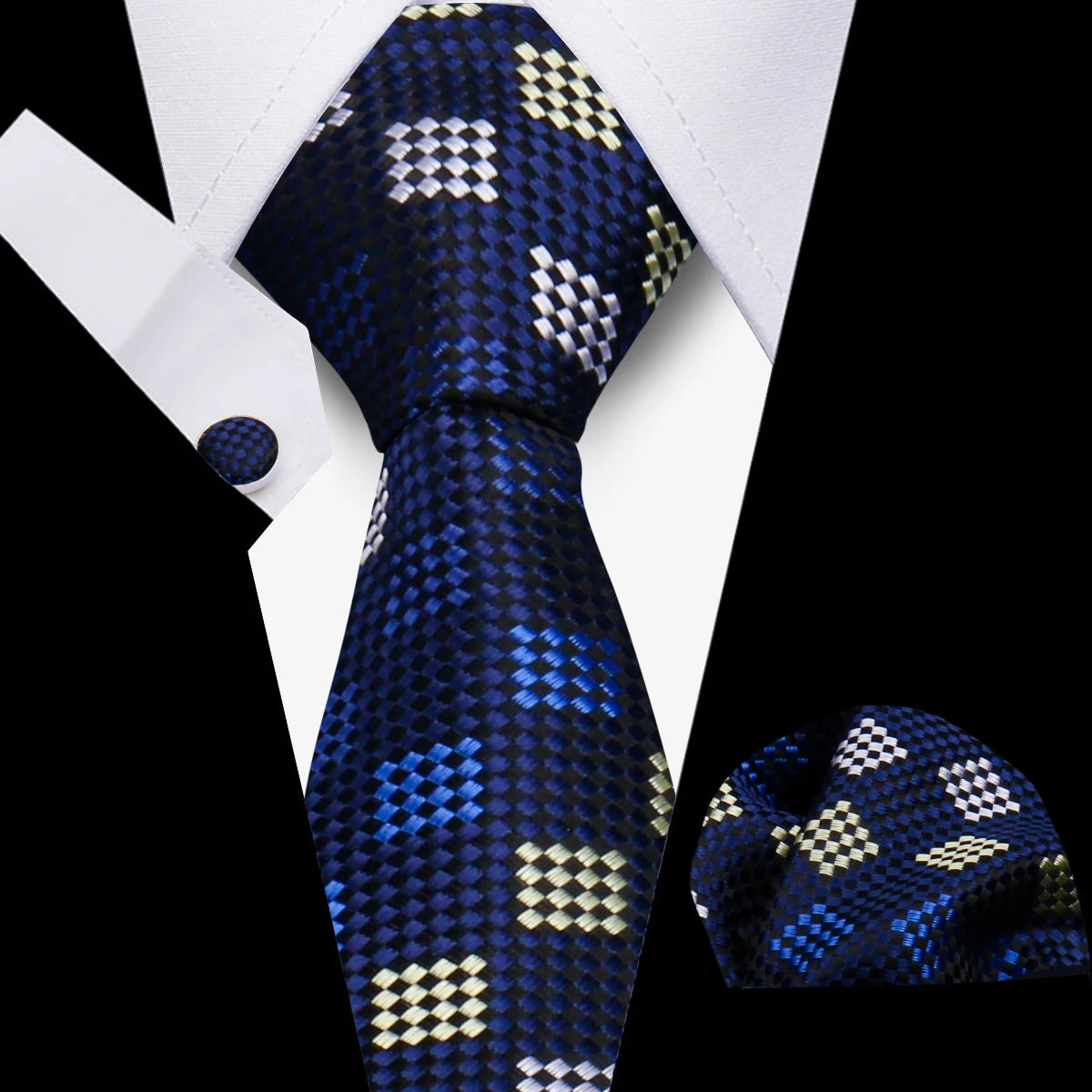 Men’s Business Necktie Set Canada Classic Plaid Cufflinks Handkerchief for Suit Wedding High-Quality 3PCS Tie Set Formal Gravata