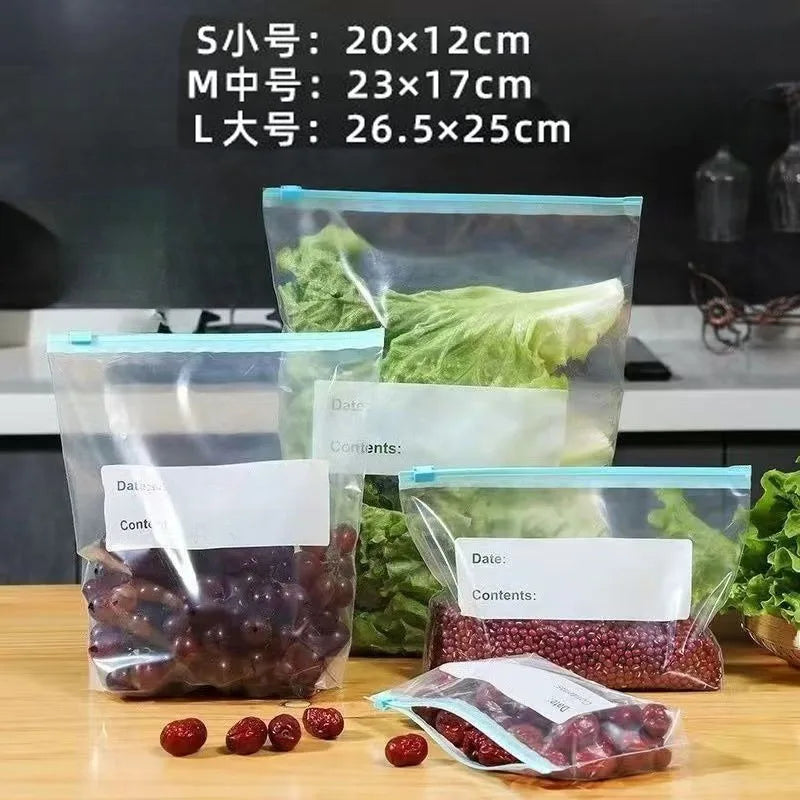 Zip Lock Food Storage Bags Canada Thick Reusable Freezer Bags for Fridge Microwave Safe Organizing, 3 Sizes