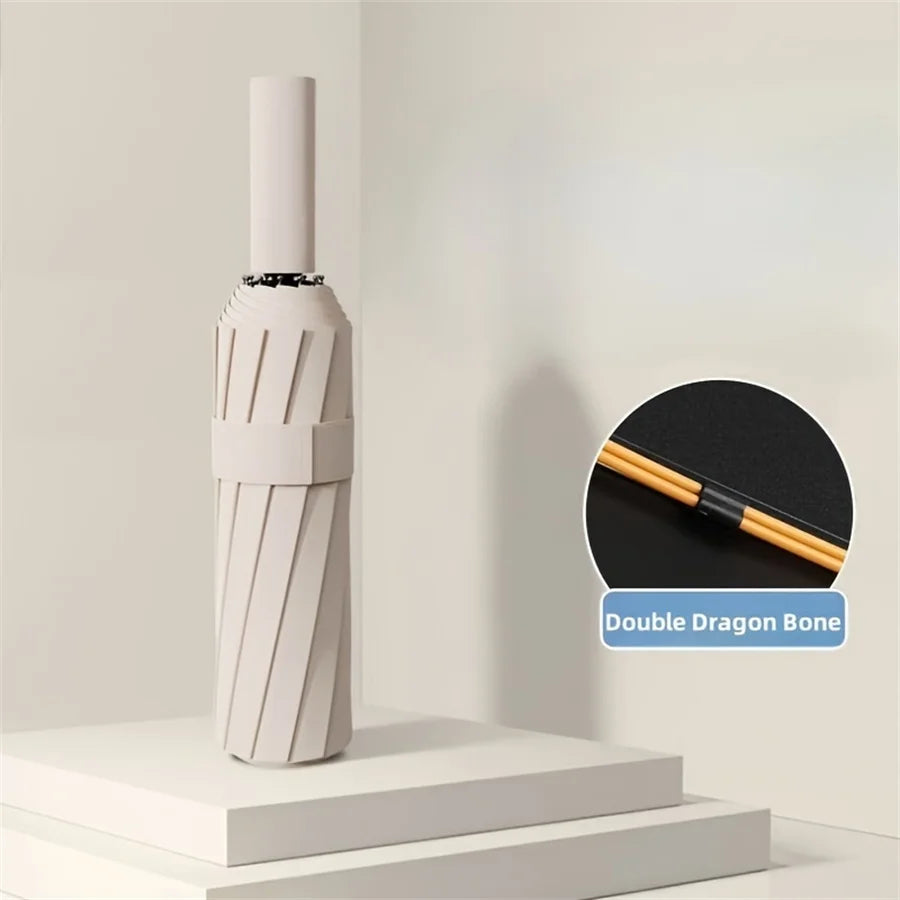 12 Bone Black Glue Fully Automatic Umbrella Canada Thick Durable Three-Fold Folding Umbrella UV Resistant