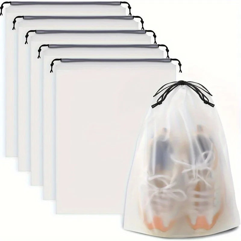 5PCS Clear Drawstring Shoe Bags Canada Waterproof & Dustproof Portable Travel & Packing Storage Solution for Men & Women
