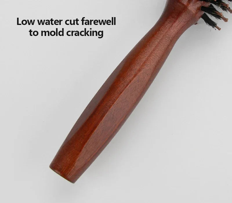 Boar Bristle Curly Hair Brush USA Women’s Wooden Anti-Static Roller Hairbrush for Barber, Salon Styling & Hairdressing Tools
