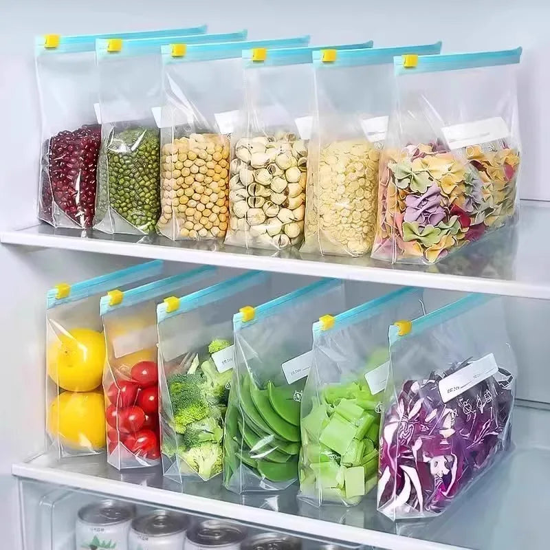 Zip Lock Food Storage Bags Canada Thick Reusable Freezer Bags for Fridge Microwave Safe Organizing, 3 Sizes