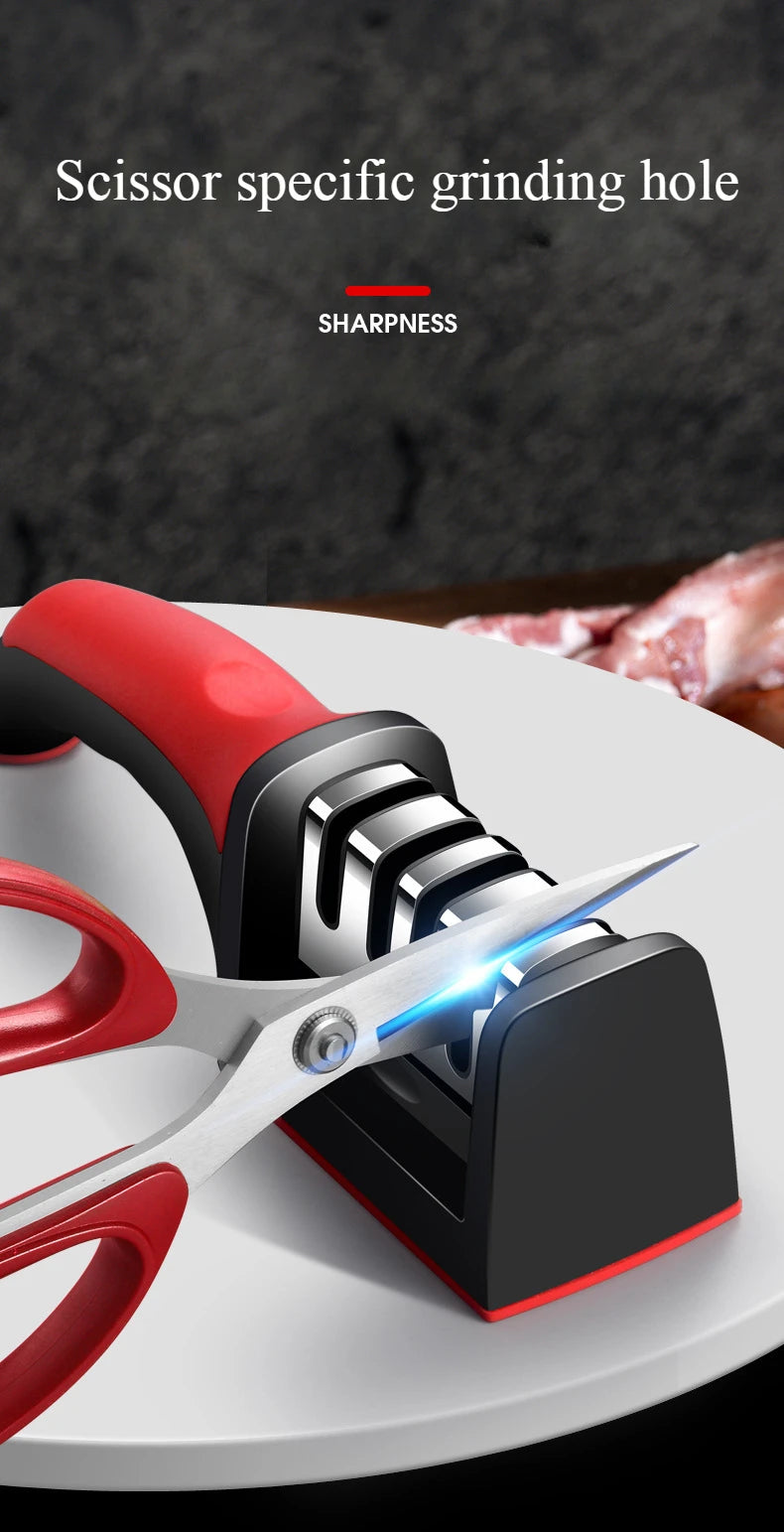 Knife Sharpener Kitchen Multifunctional Handheld Fast Sharpening Stone Three-stage Cutting Knife Kitchen Supplies