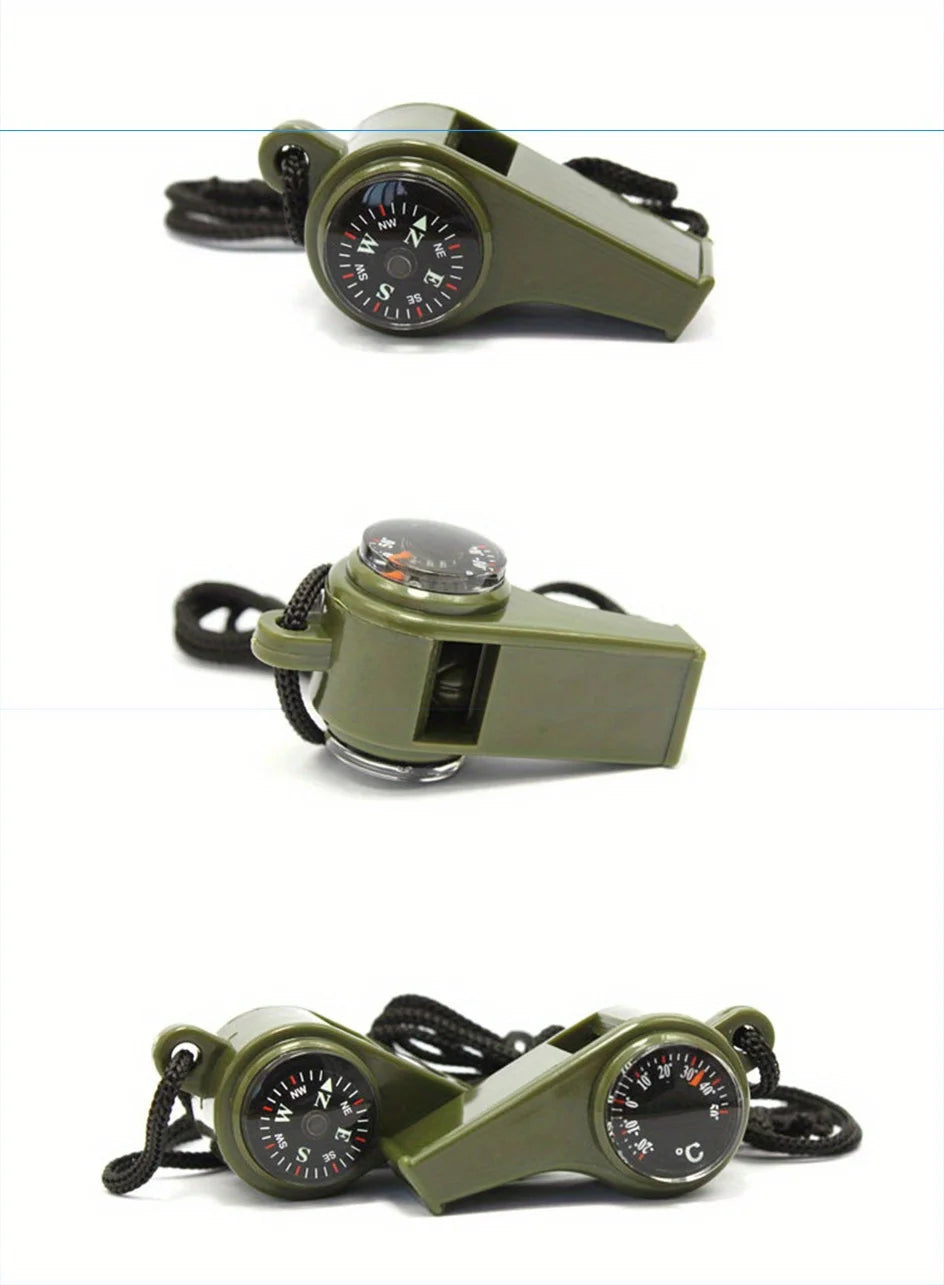 3 in 1 USA Outdoor Emergency Whistle with Compass, Thermometer, Outdoor Whistle, Convenient to Carry Suitable for Camping and Hiking