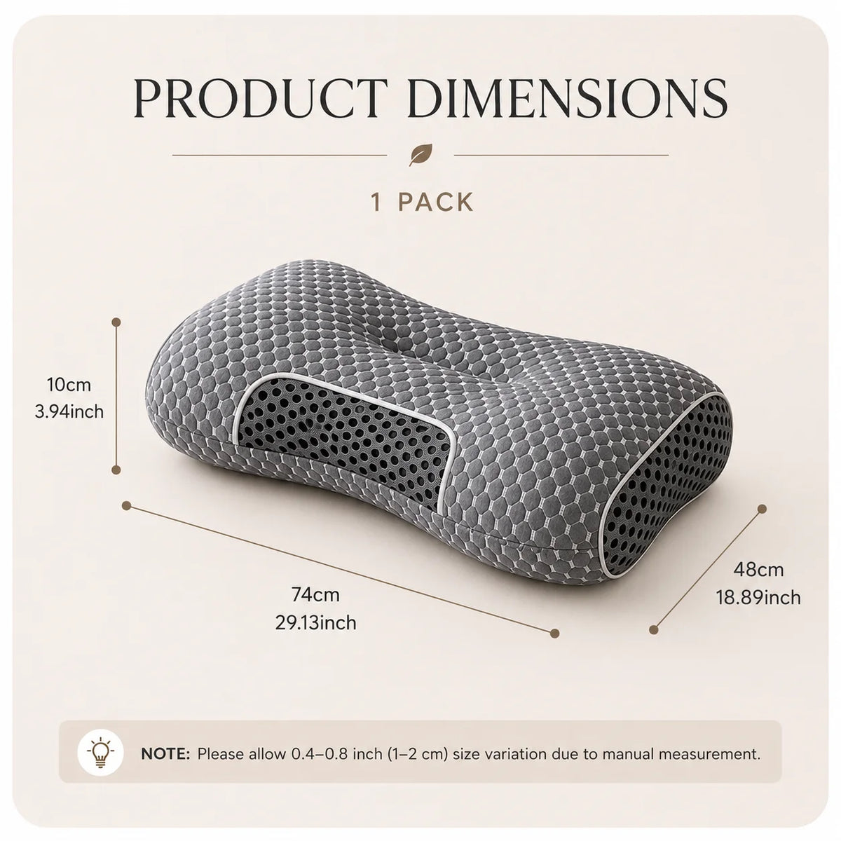 Ultra-Soft Ergonomic Neck Support Pillow USA Contour Cervical Pillow for Side, Back & Stomach Sleepers, Breathable Easy-Clean Fabric, Pressure Relief for Sleep