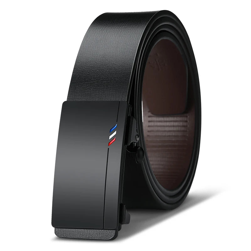 Men's Leather USA Belts Fashion Automatic Buckle Cowskin Male Belts Luxury Designer Black belt 105-160cm Plus Size Jeans Belt