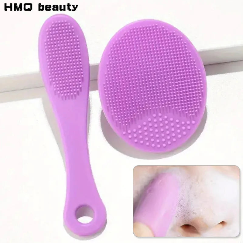 Silicone Facial Brush Cleaner USA Portable Blackhead Double-Sided Massage Brush, Facial & Nasal Scrub Skin Care Cleaning Tool