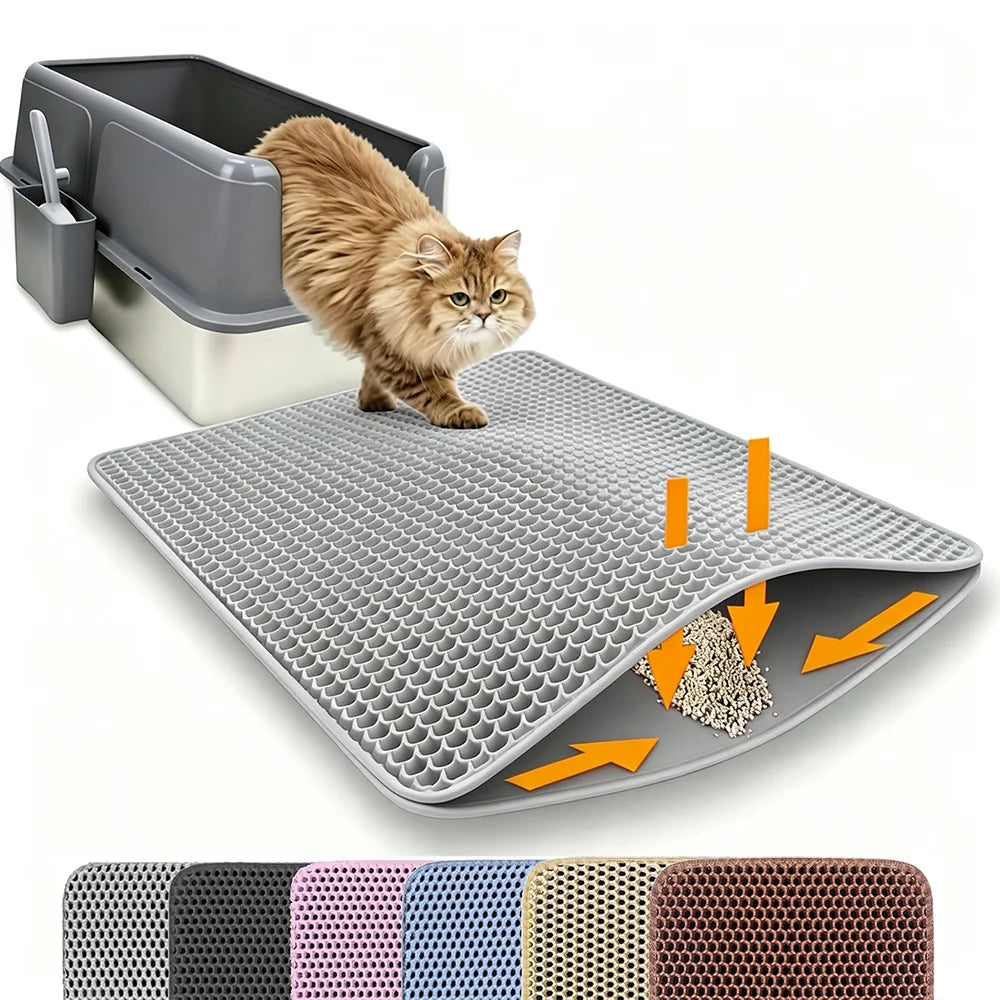 USA Cat Litter Mat Double Layer Pet Non Slip Big Pet Litter Box Filter MatWear Resistant Waterproof Anti-slip Cat Litter Mat