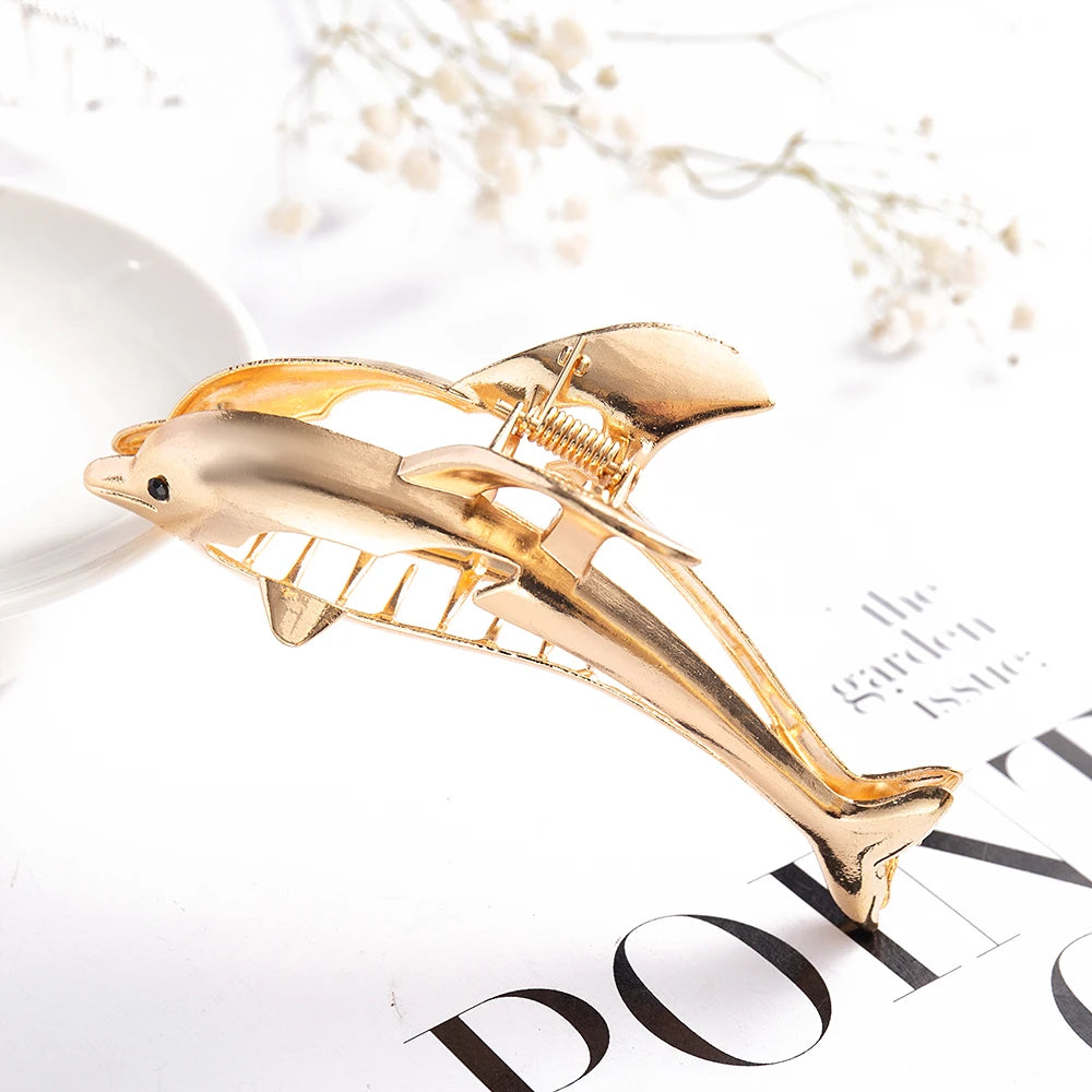 New Elegant Women Metal Hair Claw Crab Gold Hollow Hairpin Geometric Vintage Hair Clips Barrettes Headband Hair Accessories