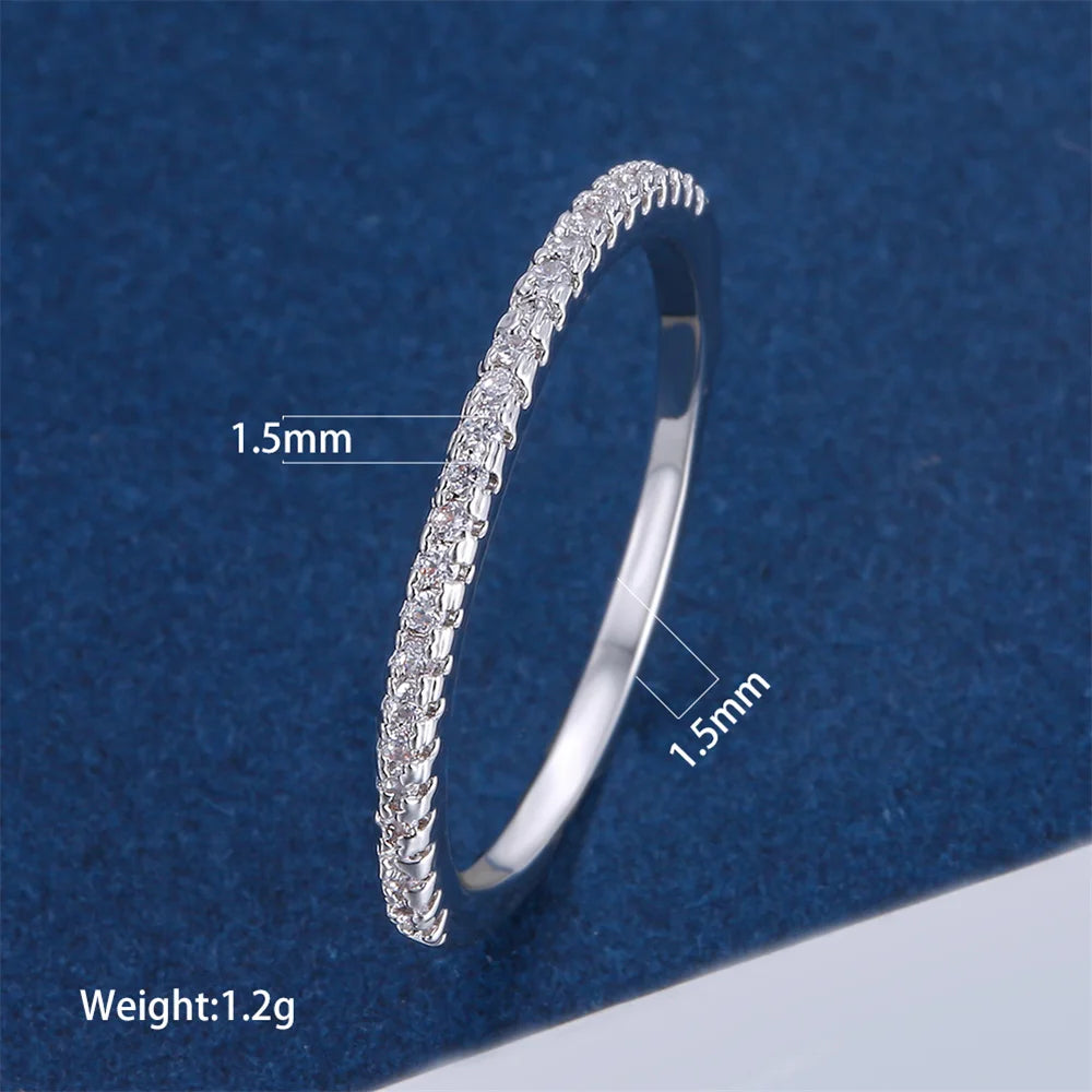 Luxury Crystal White Zircon Wedding Band Canada Thin Silver Color Ring for Women Simple Fashion Engagement Promise Stackable Jewelry