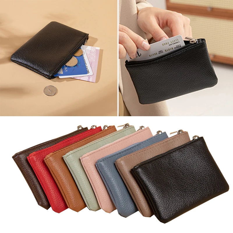 Women PU Leather Coin Purse Canada Retro Litchi Pattern Zipper Pouch Mini Change Purse Unisex Solid Wallet Card Holder Storage Bag