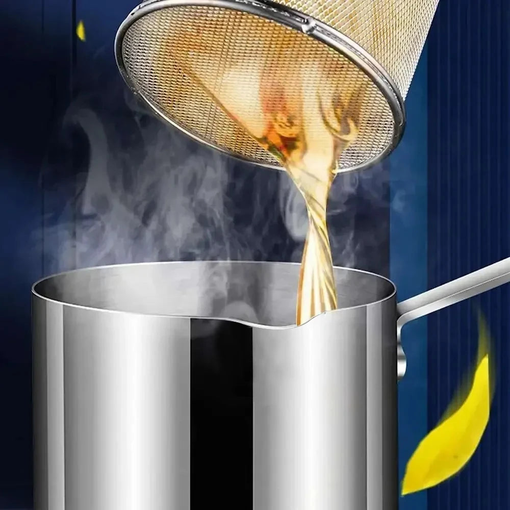 Stainless Steel Deep USA Fryer with Basket Cool Touch Handle Anti Slip Base for Home Commercial Tempura Chicken Frying