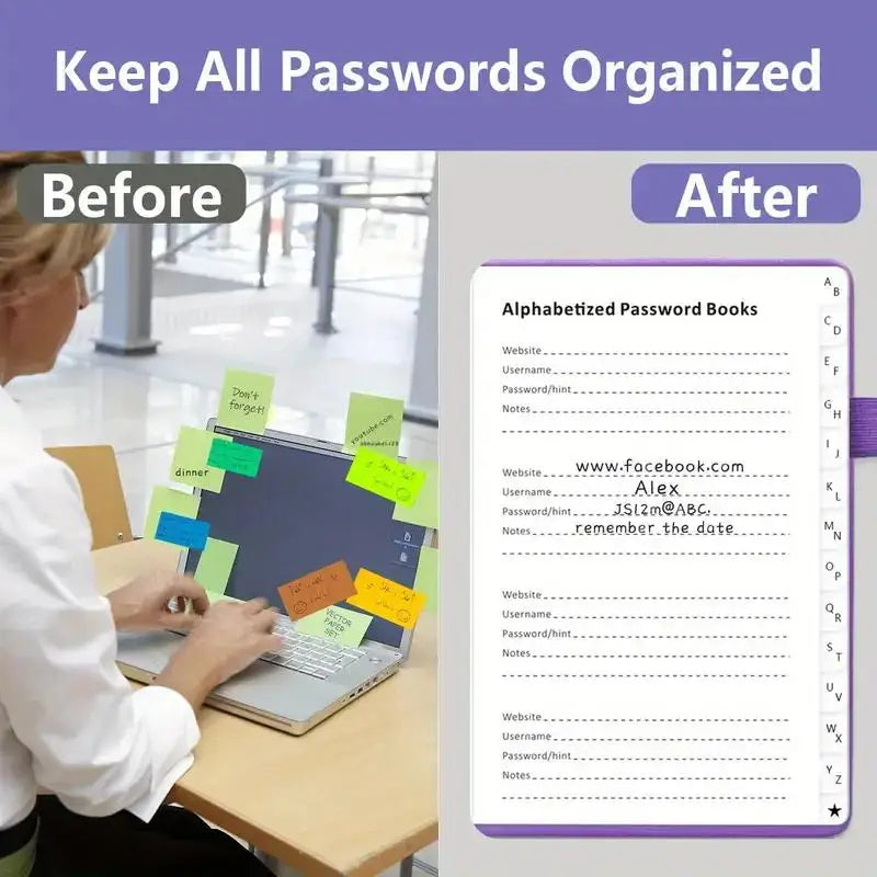 Alphabetical Password Book USA Internet Address Organizer Logbook, Small Pocket Password Keeper for Website Logins