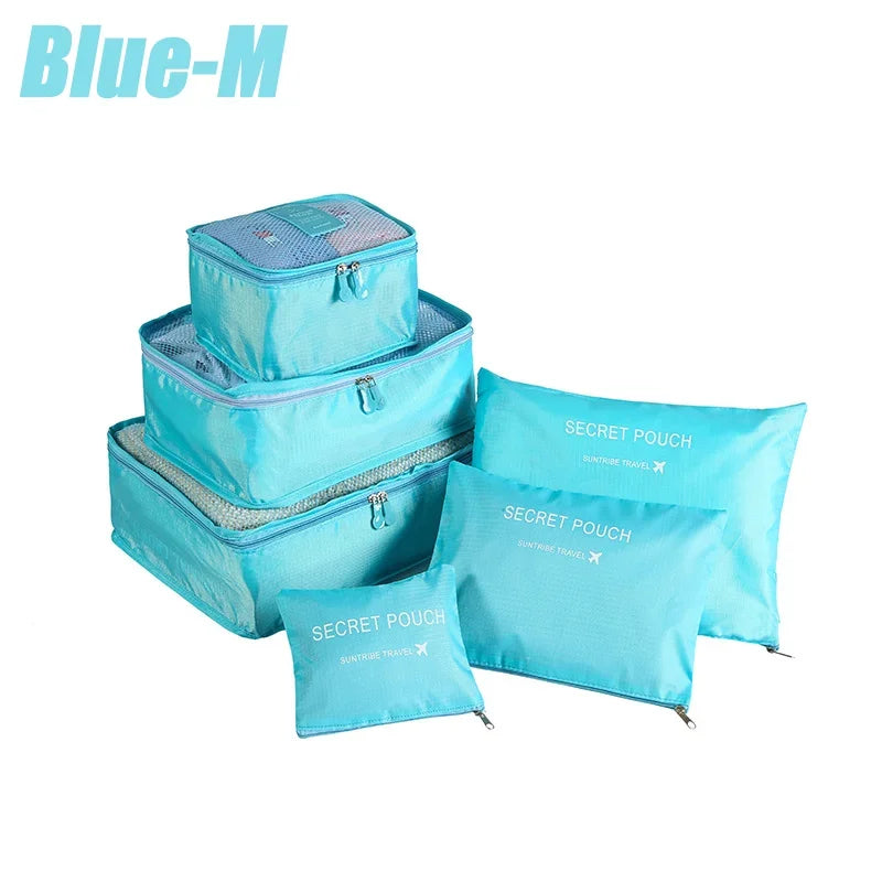 6PCS/Set Travel Storage Bags Canada Pink/Blue/Grey Large Capacity Waterproof Luggage Clothing Underwear Storage Bags with Zipper