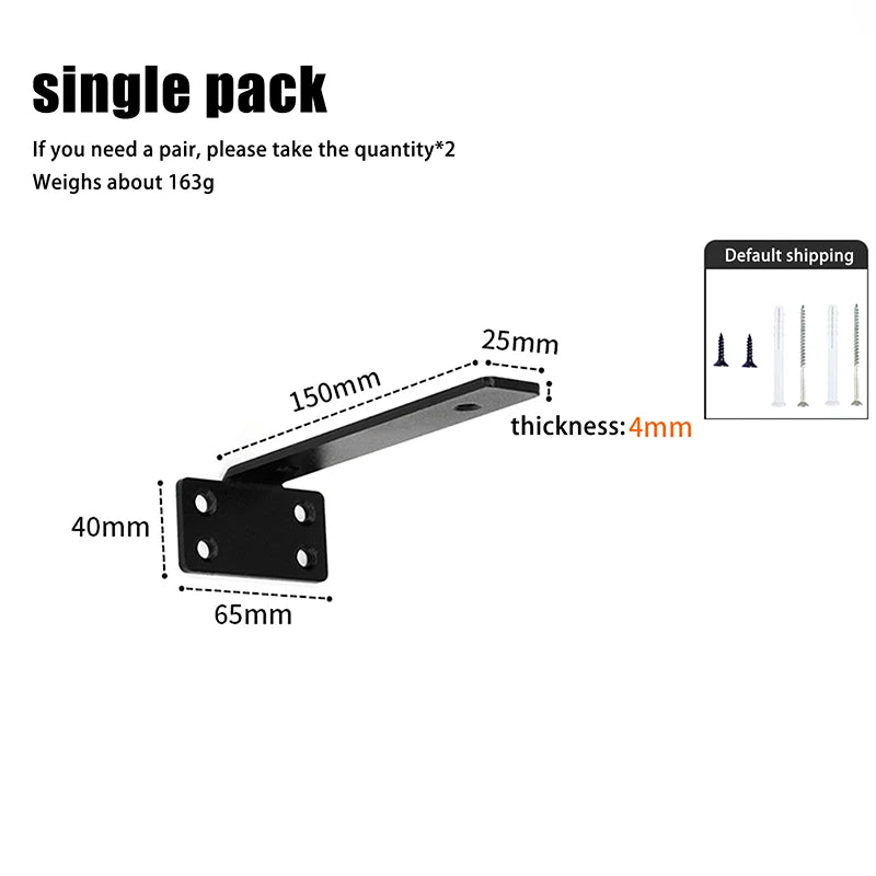 1 Set Heavy Duty Cast Iron Shelves Brackets Floating Shelf Brackets 4MM Thicked Invisible L Brackets For Shelves Support