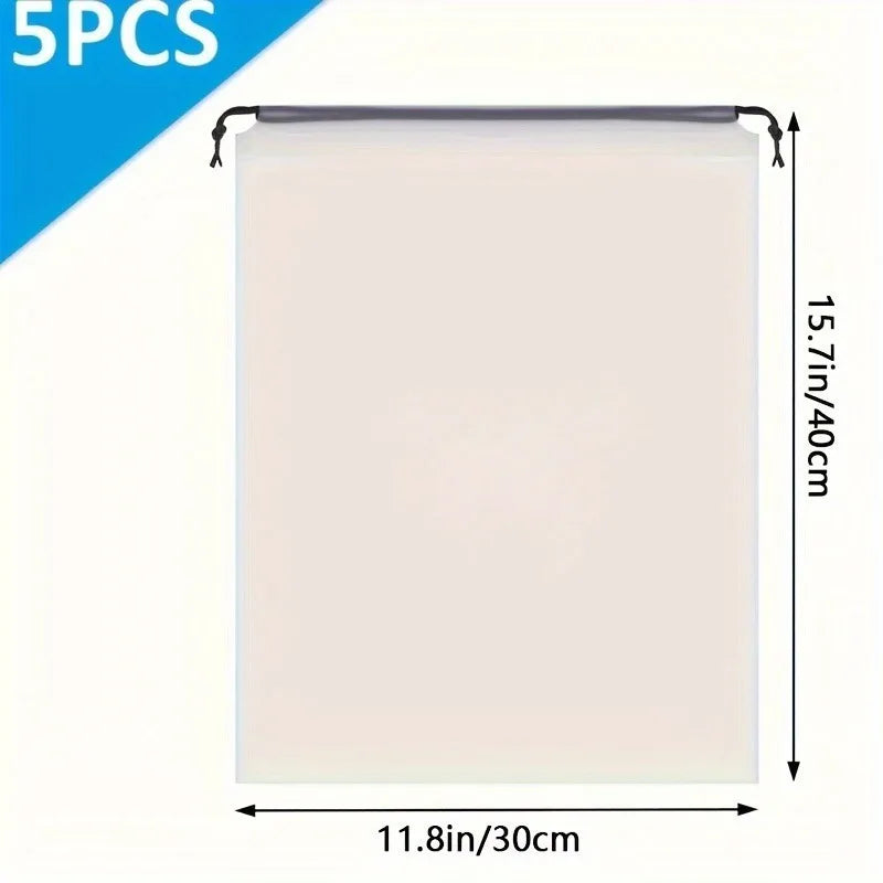 5PCS Clear Drawstring Shoe Bags Canada Waterproof & Dustproof Portable Travel & Packing Storage Solution for Men & Women
