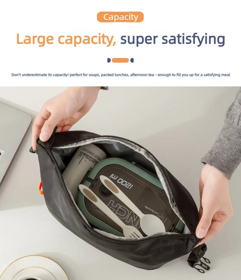 Large-Capacity Insulated Lunch Bag USA Foldable Waterproof Aluminum Foil Bento Bag for Office, Travel & School