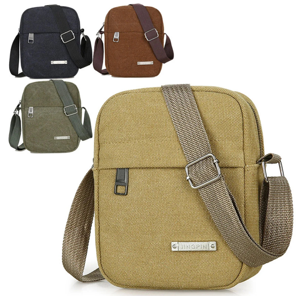Men’s Casual Canvas Shoulder Bag USA Crossbody Phone Pouch Small Backpack Leisure Tote Handbag for Men