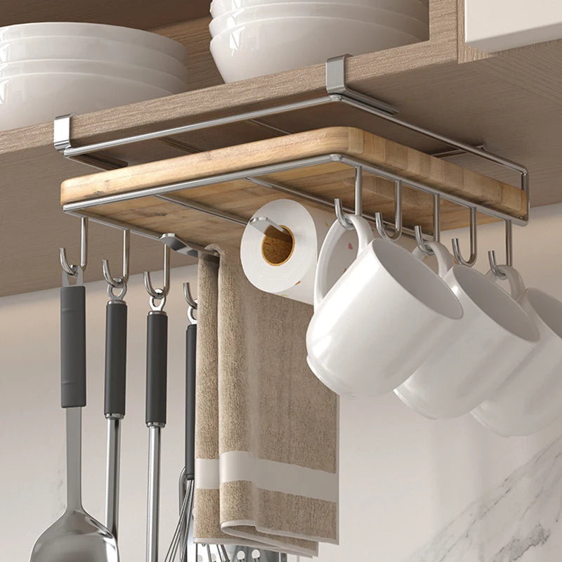 Under-Cabinet Cutting Board Organizer USA Stainless Steel Hanging Chopping Board & Pot Lid Storage Rack Kitchenware Holder