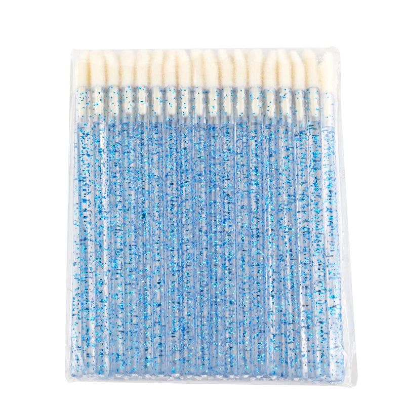 50PCS Lip Brush Set USA Crystal Eyelash Extension Brushes, Mascara Applicators & Lipstick Wands for Women’s Makeup Tools