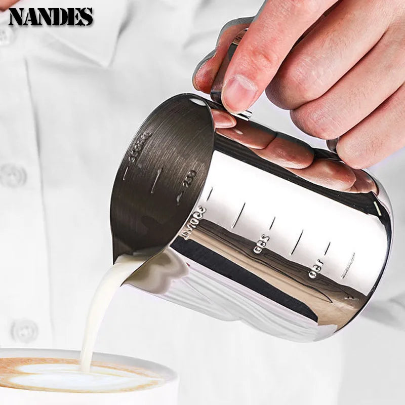 Stainless Steel Milk Frother Jug Canada Coffee Milk Frothing Pitcher Measurement Jug Espresso Barista Tool Coffee Accessories