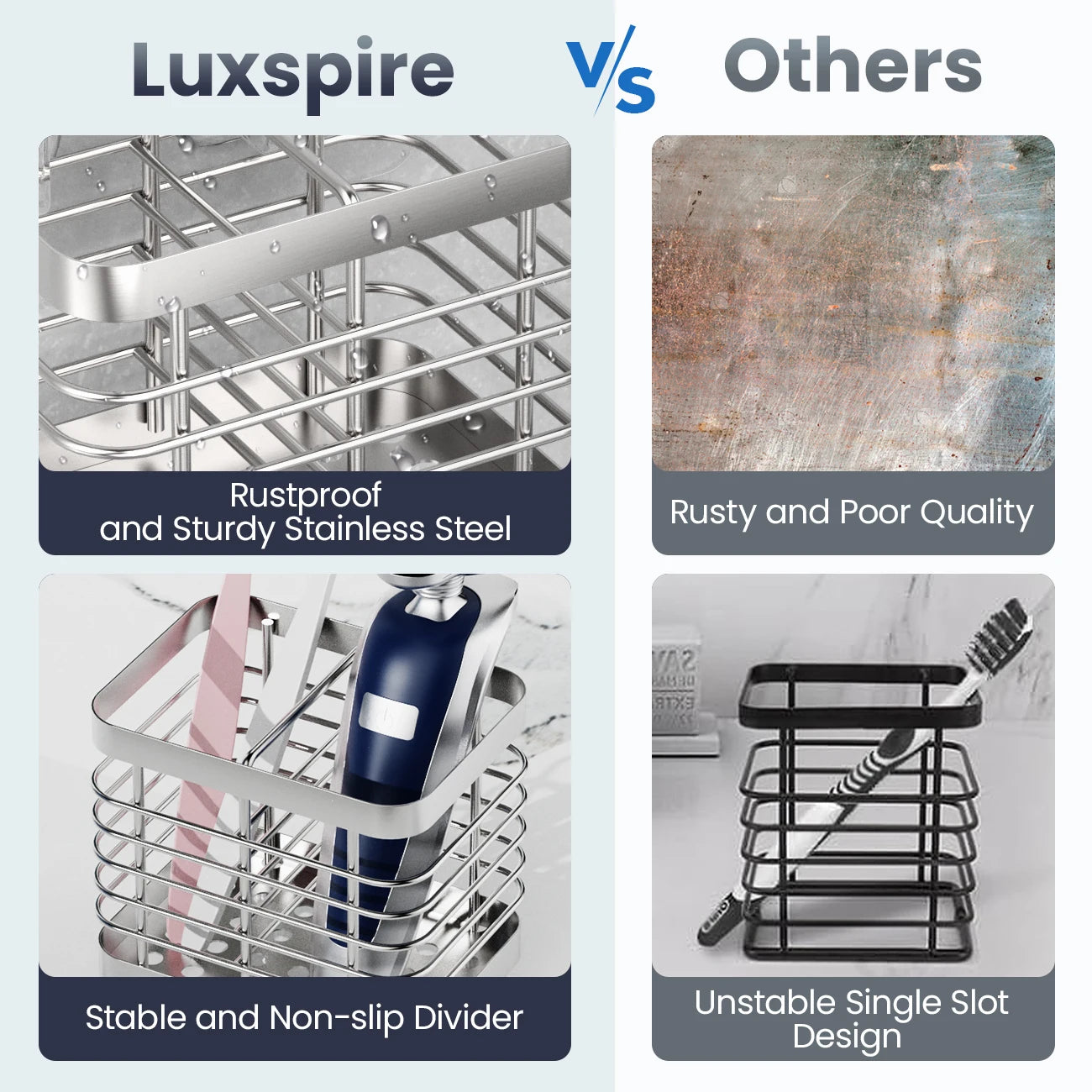 Stainless Steel Toothbrush Holder Canada for Bathroom Electric Toothbrush Wall Mounted Shower Toothbrush Toothpaste Holder