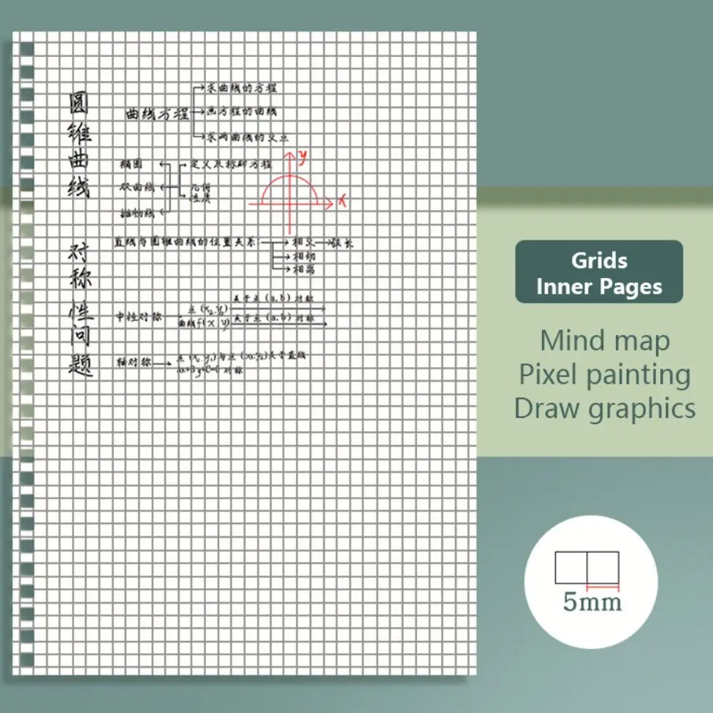 A4/A5/A6/B5 Coil Notebook Grids/Blank/Horizontal Line Flip Over Design Sketchbook Diary Book School Office Supplies Diary Book