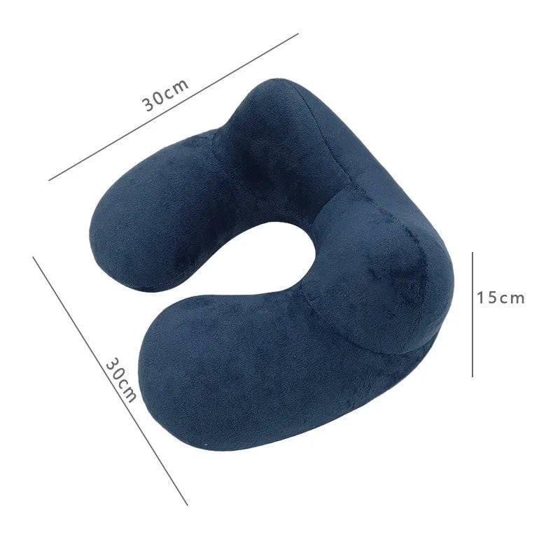Portable U-Shaped Travel Pillow USA Inflatable Air Cushion Neck Support for Comfortable Sleeping, Press-to-Inflate Travel Pillow for Travelers