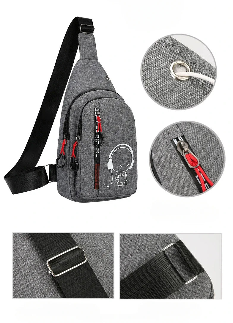 New Casual Fashion Chest Bag USA Men’s Shoulder Crossbody Bag Korean Cycling Backpack Trendy Portable Hand Bag for Men