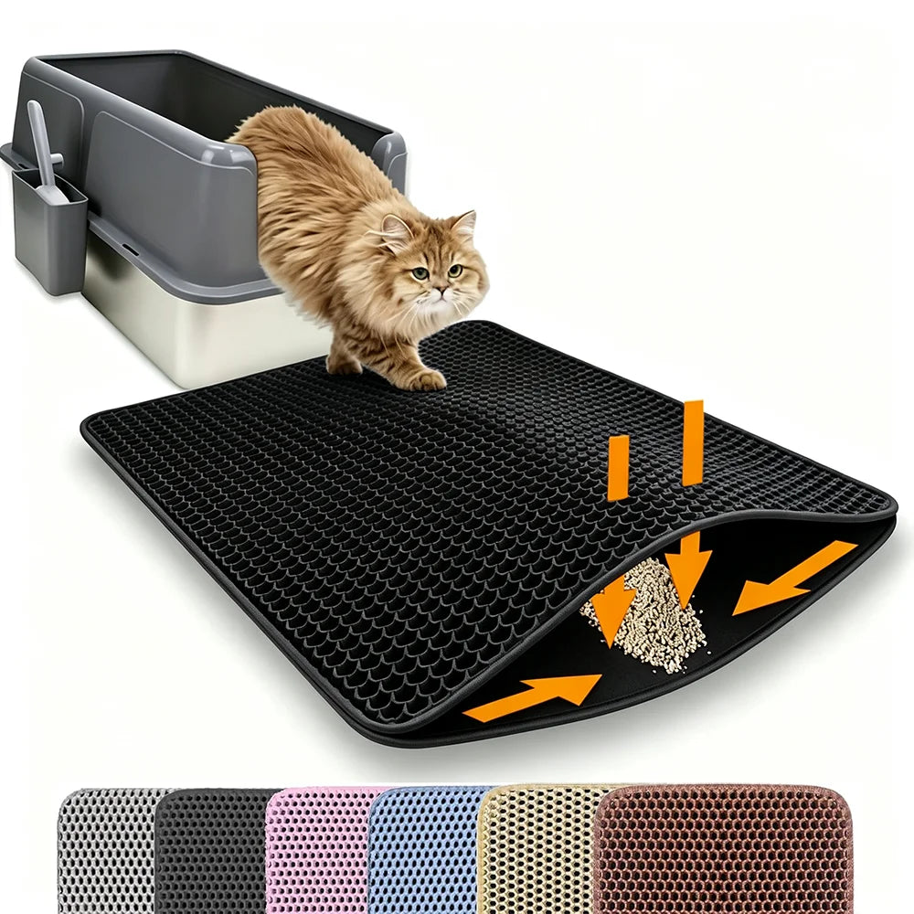 USA Cat Litter Mat Double Layer Pet Non Slip Big Pet Litter Box Filter MatWear Resistant Waterproof Anti-slip Cat Litter Mat