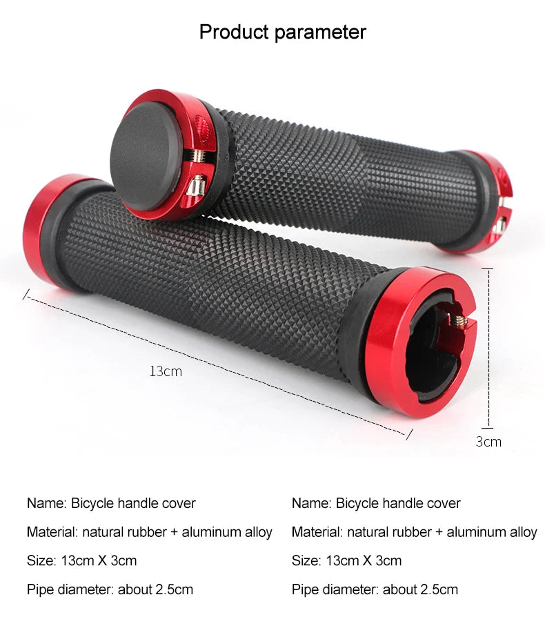 Bicycle Handlebar Grips USA Rubber Bilateral Lock-On Non-Slip MTB Mountain Bike Grips, Cycling Bike Accessories