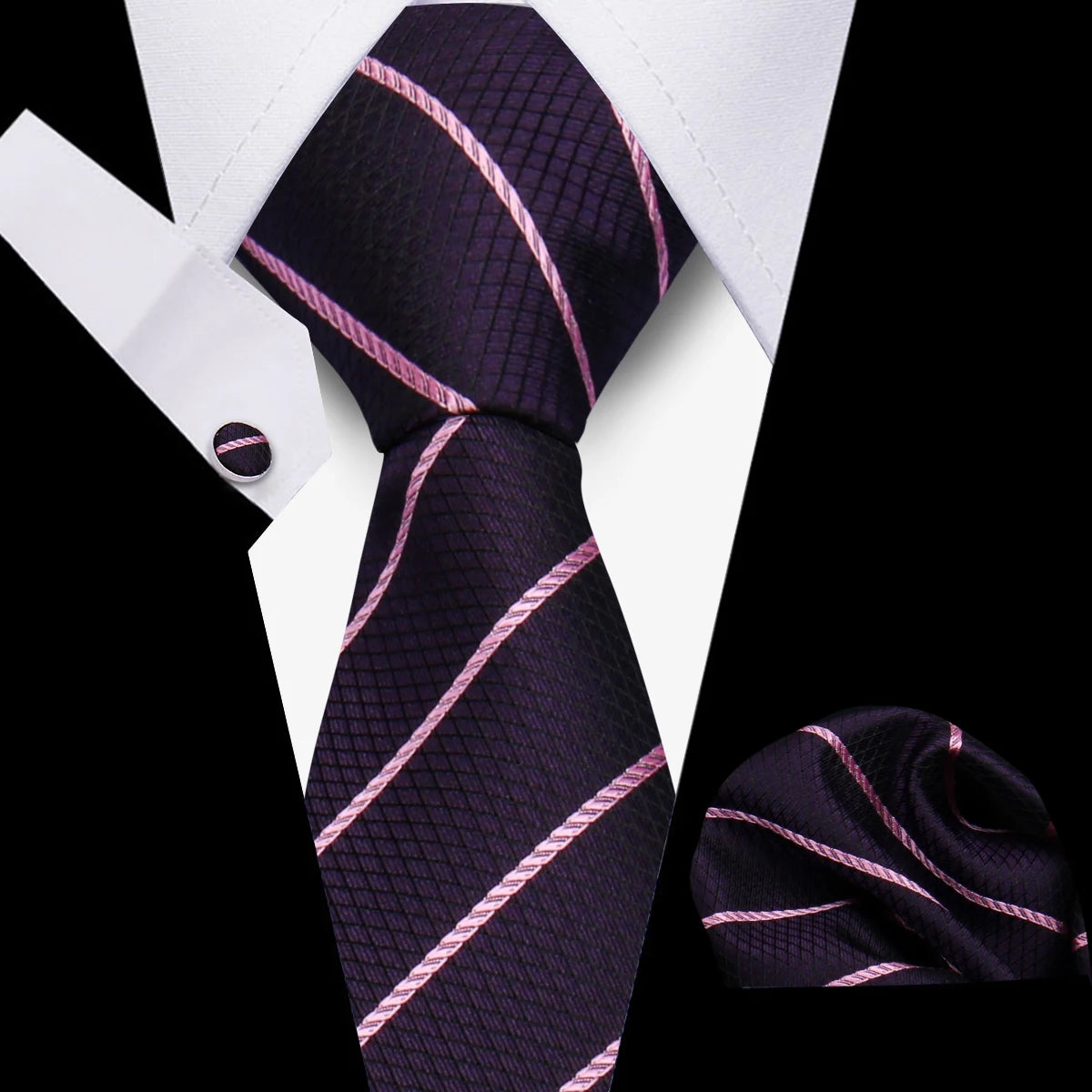 Men’s Business Necktie Set Canada Classic Plaid Cufflinks Handkerchief for Suit Wedding High-Quality 3PCS Tie Set Formal Gravata