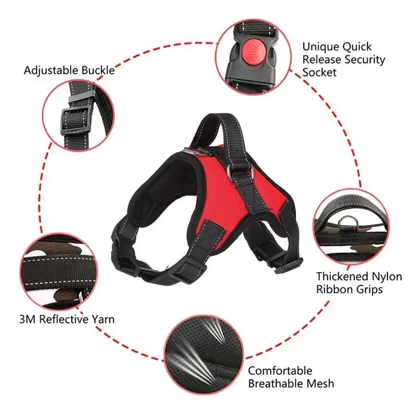 Adjustable Dog Harness USA Pet Walking Vest Collar for Small, Medium & Large Dogs Pet Accessories