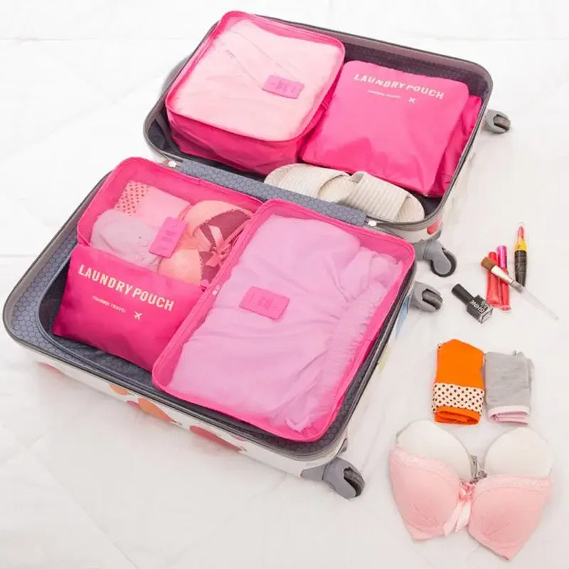 6PCS/Set Travel Storage Bags Canada Pink/Blue/Grey Large Capacity Waterproof Luggage Clothing Underwear Storage Bags with Zipper