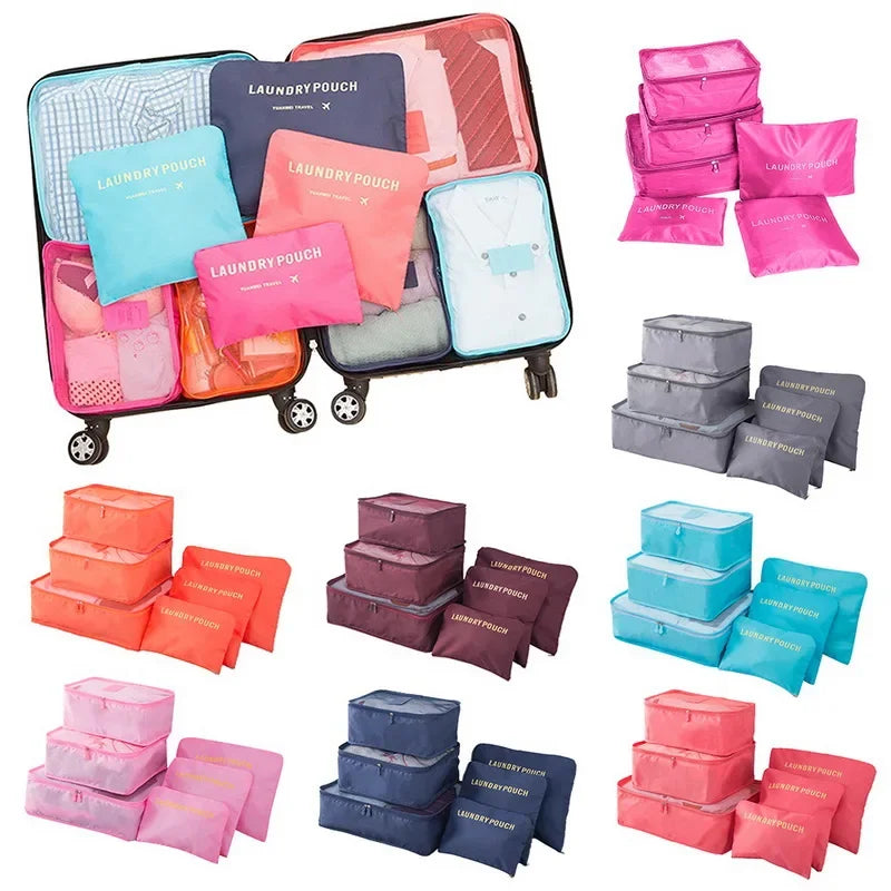 6PCS/Set Travel Storage Bags Canada Pink/Blue/Grey Large Capacity Waterproof Luggage Clothing Underwear Storage Bags with Zipper