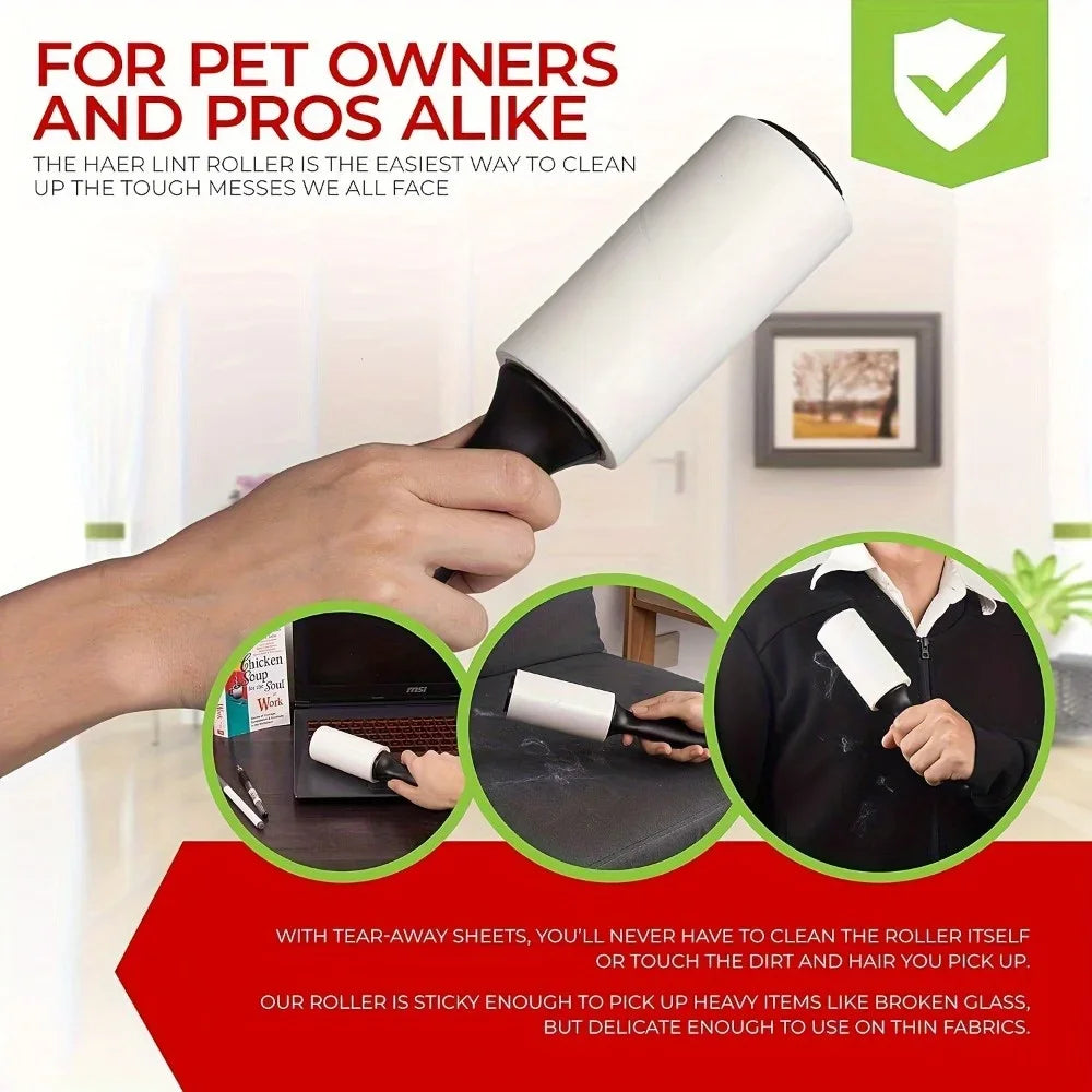 Ultra-Sticky Adhesive Lint Roller USA Pet Hair & Fur Remover for Clothing, Furniture, Carpets, Car Interior & Home Office Cleaning