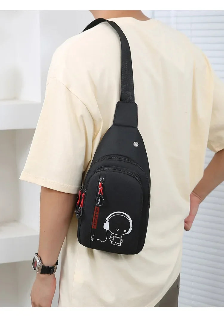 New Casual Fashion Chest Bag USA Men’s Shoulder Crossbody Bag Korean Cycling Backpack Trendy Portable Hand Bag for Men