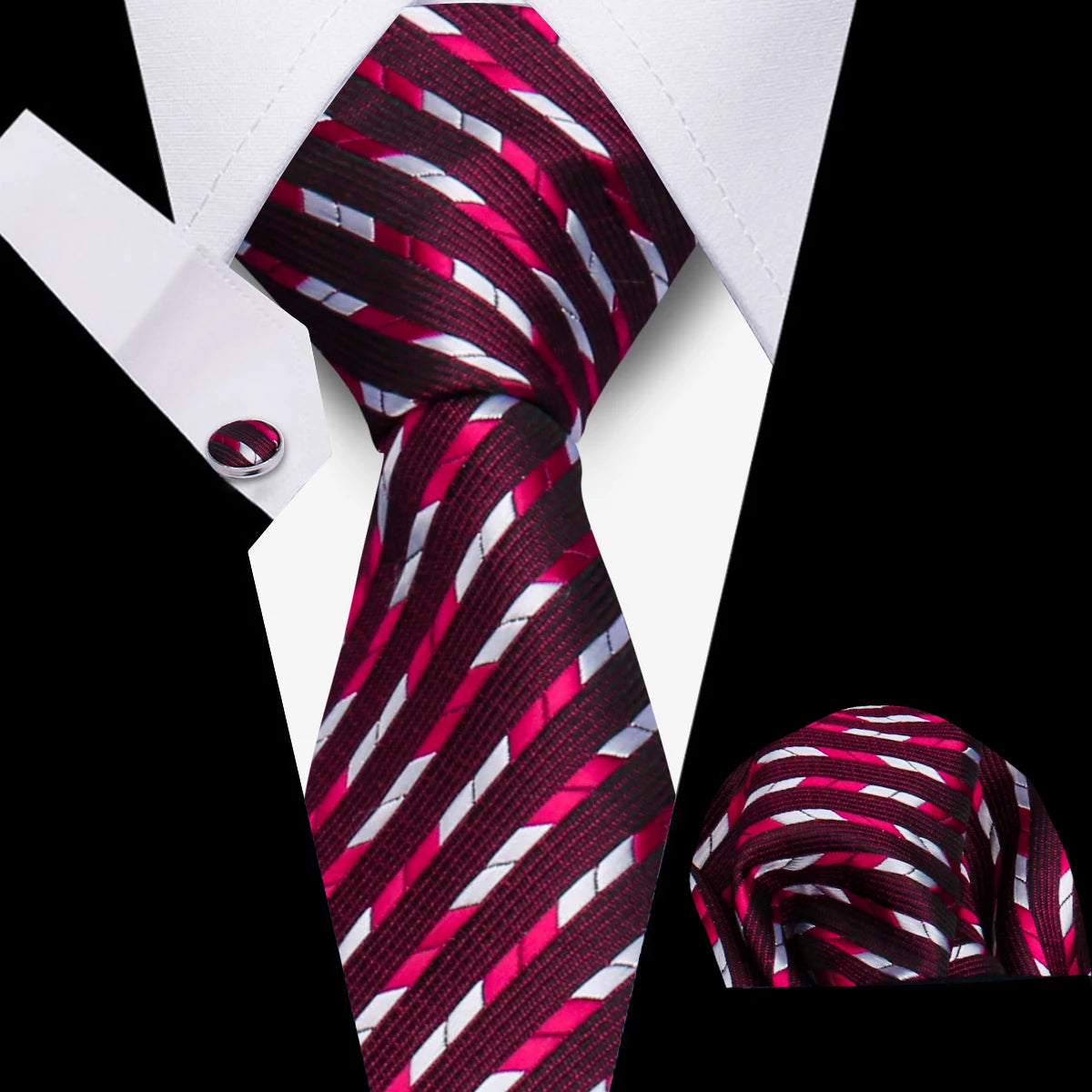Men’s Business Necktie Set Canada Classic Plaid Cufflinks Handkerchief for Suit Wedding High-Quality 3PCS Tie Set Formal Gravata