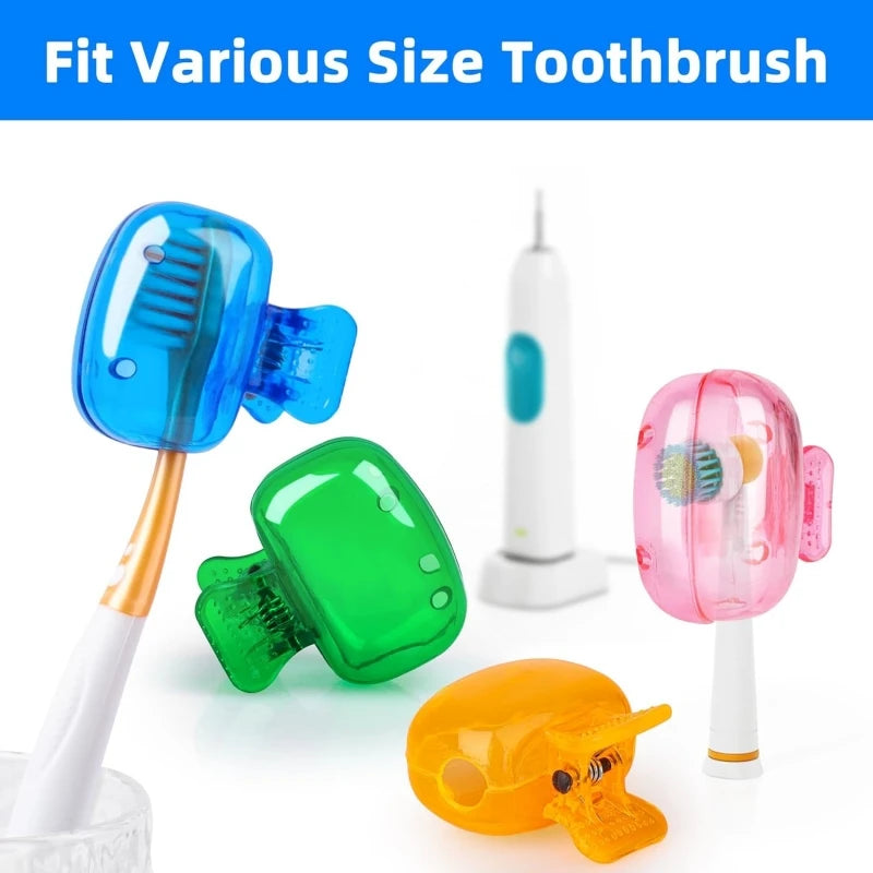 10pcs USA Travel Toothbrush Head Covers Toothbrush Protector Cap Brush Pod Case Protective Portable Plastic Clip for Household