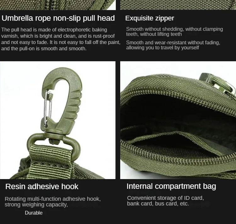 Mini EDC Tool Pouch USA Keychain Zipper Holder for Earphones, Keys, Coins & Small Essentials, Compact Outdoor Hiking Utility Waist Bag