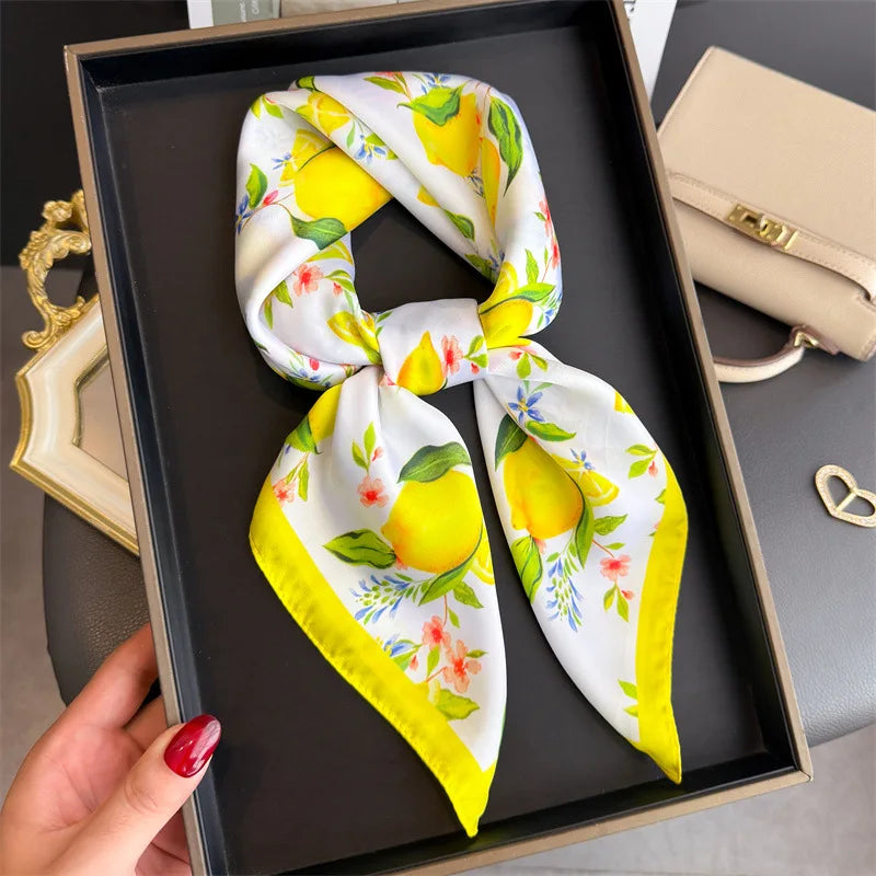 Print 70cm Silk Satin Headscarf Canada Women Luxury Design Neck Tie Scarf Hair Hand Wrist Foulard Shawl Bandana