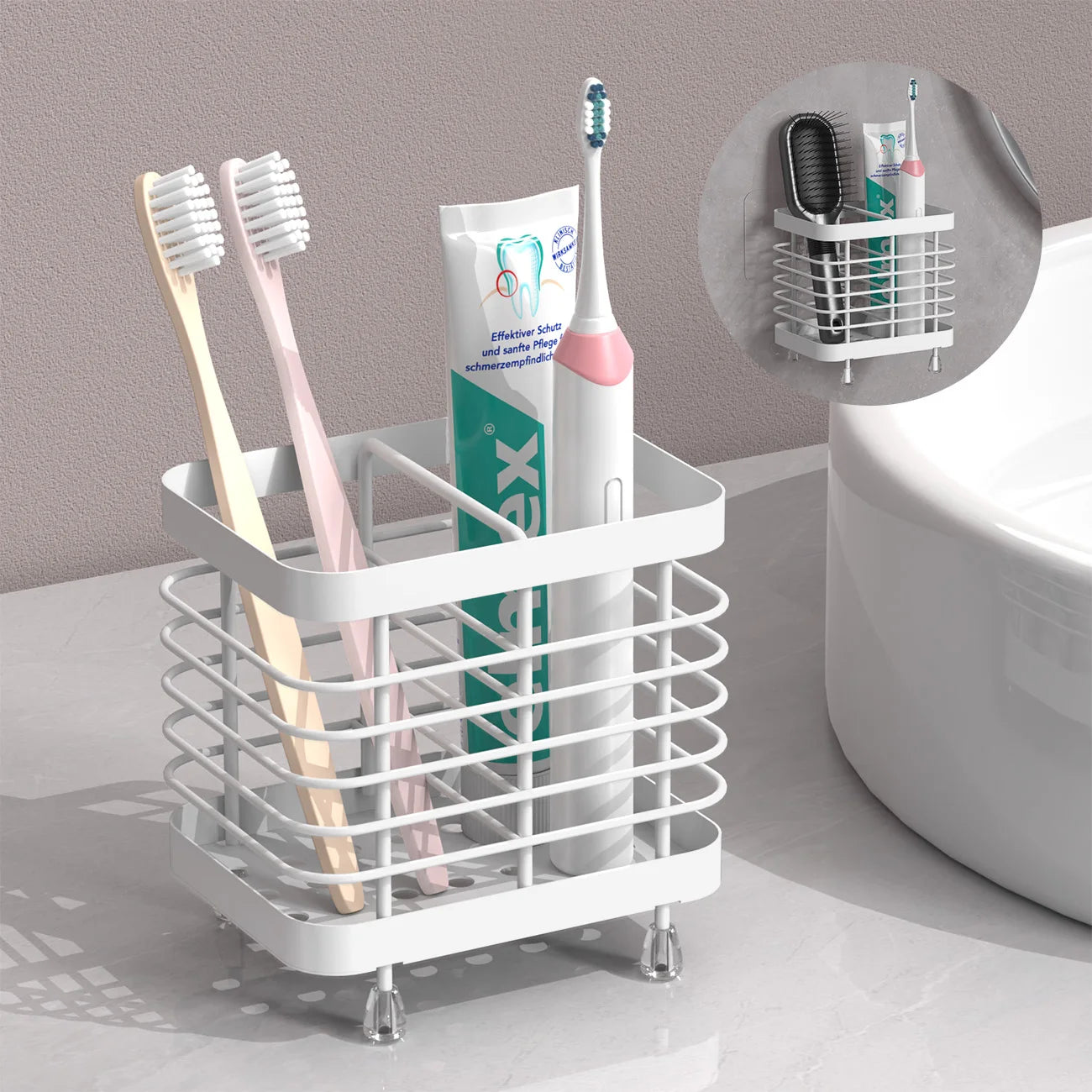 Stainless Steel Toothbrush Holder Canada for Bathroom Electric Toothbrush Wall Mounted Shower Toothbrush Toothpaste Holder