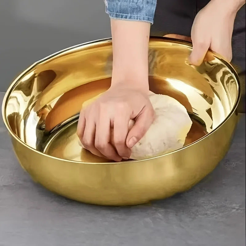 Golden Stainless Steel Mixing Bowl Canada Corrosion-Resistant Bowl for Kneading Dough, Eating Noodles & Washing Vegetables