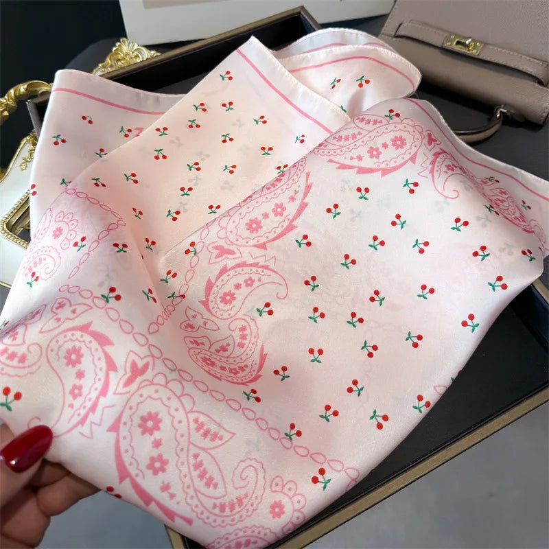 Print 70cm Silk Satin Headscarf Canada Women Luxury Design Neck Tie Scarf Hair Hand Wrist Foulard Shawl Bandana