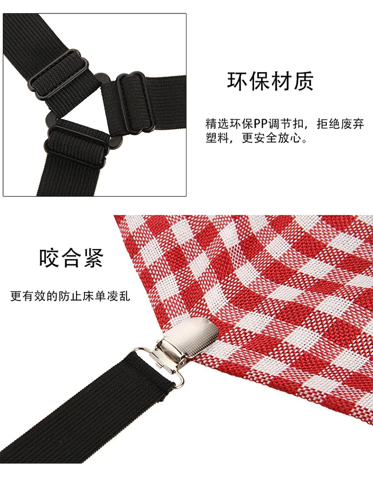 4PCS Triangle Bed Sheet Holders USA Adjustable Fitted Sheet Clips & Mattress Gripper Suspenders for Bed Covers and Mattresses