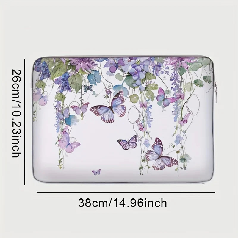 1PC 2-Style Purple Butterfly Laptop Bag USA Briefcase for 14-Inch Laptops, Portable Computer Carrying Case