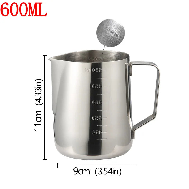 Stainless Steel Milk Frother Jug Canada Coffee Milk Frothing Pitcher Measurement Jug Espresso Barista Tool Coffee Accessories